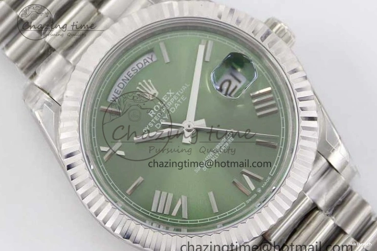 SS 904L Steel 40mm Roman Day Edition Best on 1:1 TWF Green A2836 SS Dial Date Bracelet 0123